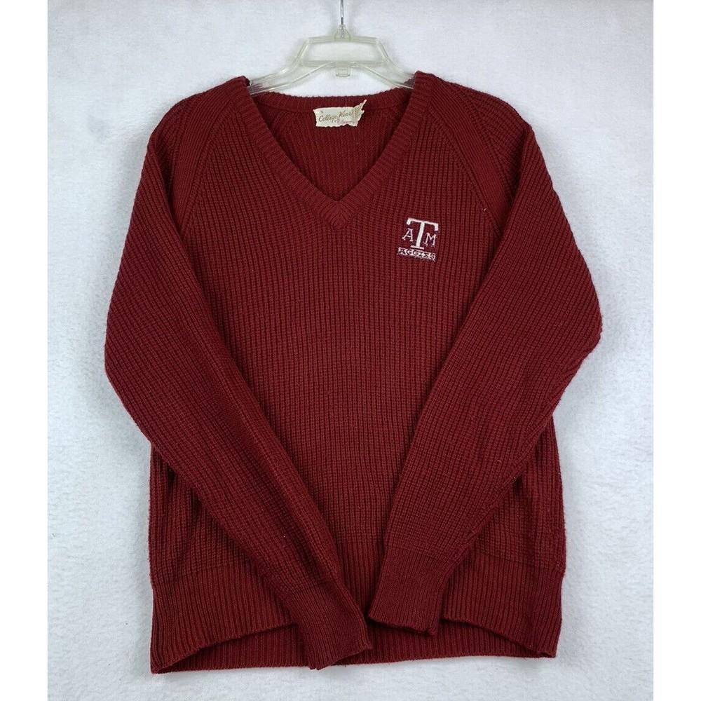 Vtg College Wear By Gepner Knit Pullover Texas A&M Sweater Size Small Red Maroon
